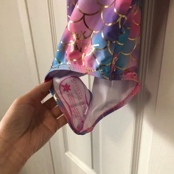 BETSEY JOHNSON Girl's Sequin Foil One-Piece Swimsuit XL (14)
